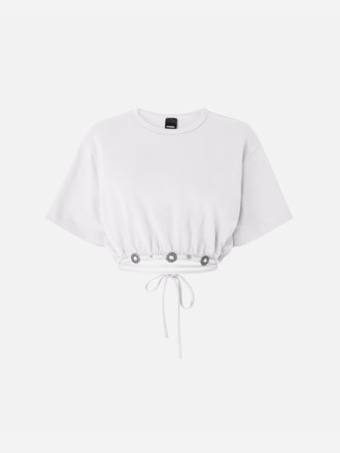 CROPPED T-SHIRT WITH LACE AND TEXAN DETAILS