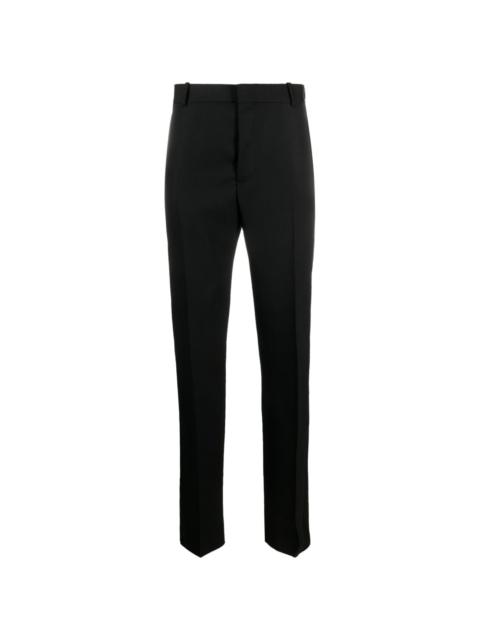 satin-trimmed tailored trousers