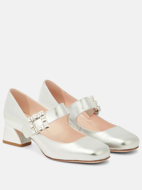 Très Vivier metallic leather Mary Jane pumps
