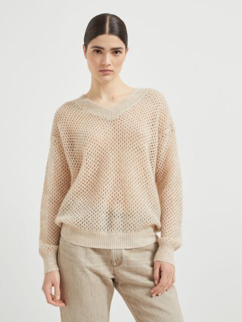 Mohair, cotton and wool dazzling mesh sweater