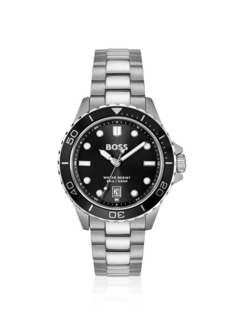 STEEL-BRACELET WATCH WITH BLACK DIAL