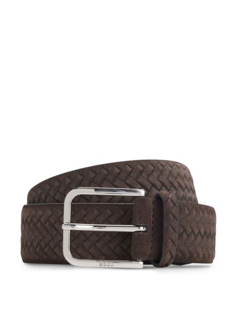 LOGO-BUCKLE BELT IN WOVEN SUEDE