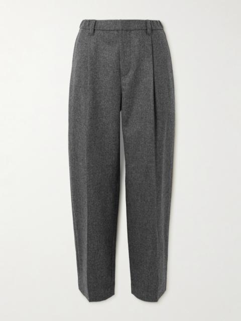 Cropped Pleated Wool And Cashmere-blend Tapered Pants