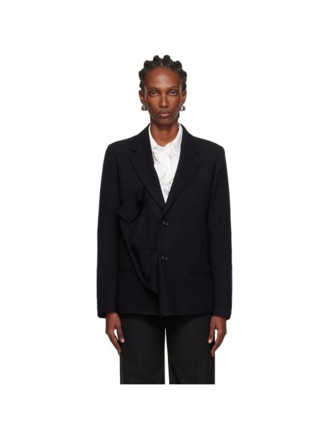 Black O-Left Front Drape Blazer