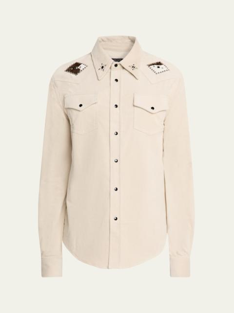 Men's Stevie Cord-Embellished Western Shirt