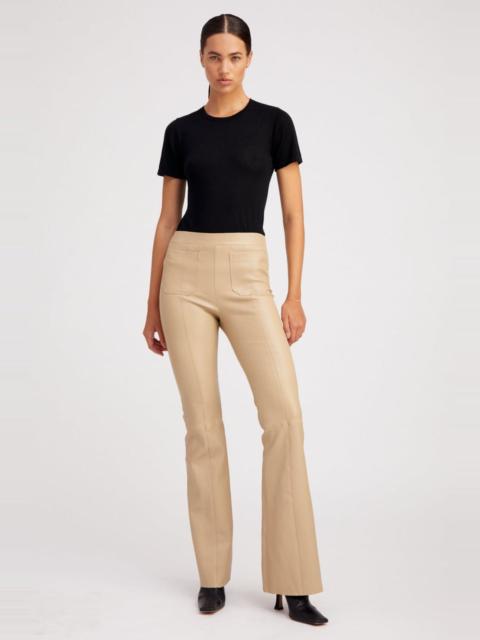 TRAVERTINE LEATHER PATCH POCKET SUPER FLARE PANTS