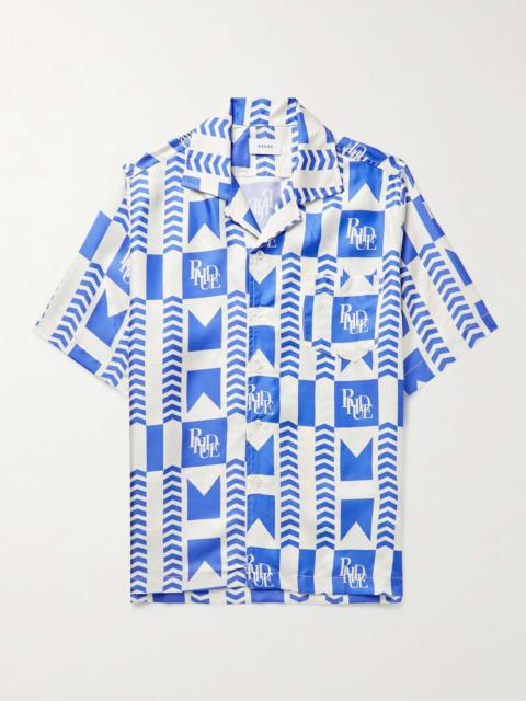 Camp-Collar Printed Silk Shirt