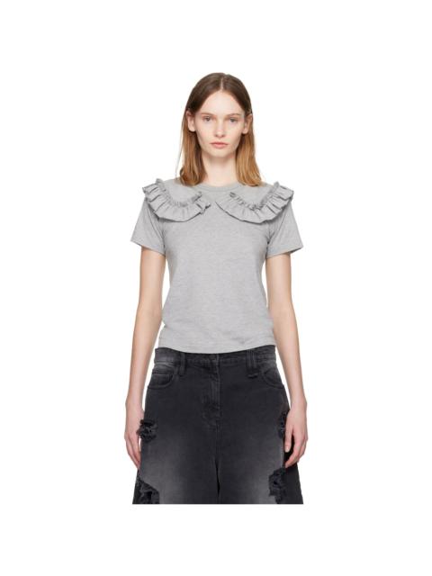 Gray Ruffled Collar T-shirt