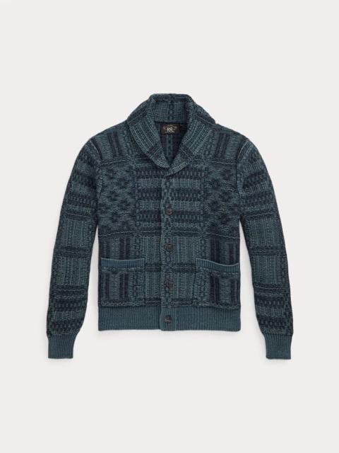 Indigo Jacquard-Knit Cotton Cardigan