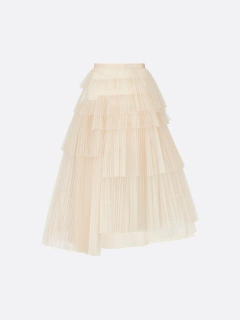 Mid-Length Asymmetric Pleated Skirt