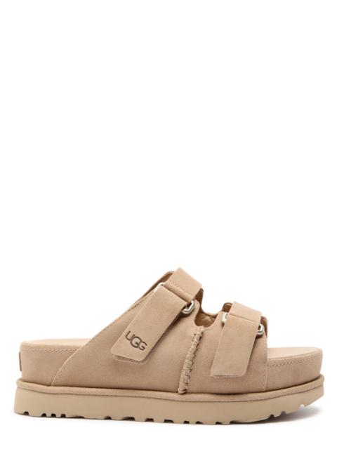 UGG Women's Designer Goldenstar Suede Sand Flatform Sliders UK6