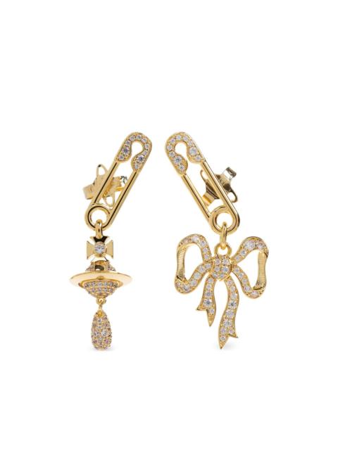 safety-pin bow-pendant earrings