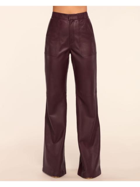 Theodora Leather High-Rise Wide Leg Pant