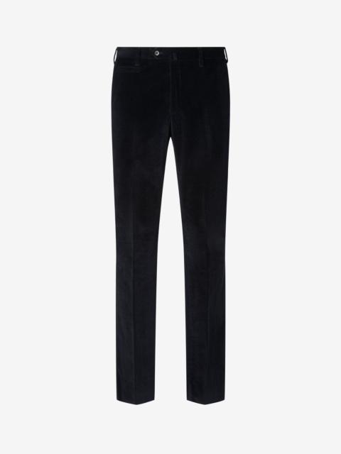 Black 1500-striped stretch cotton corduroy trousers