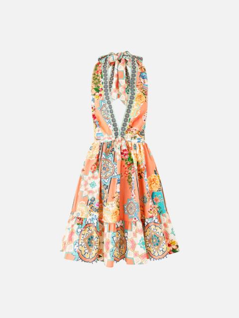 RUFFLE HEM HALTER SHORT DRESS