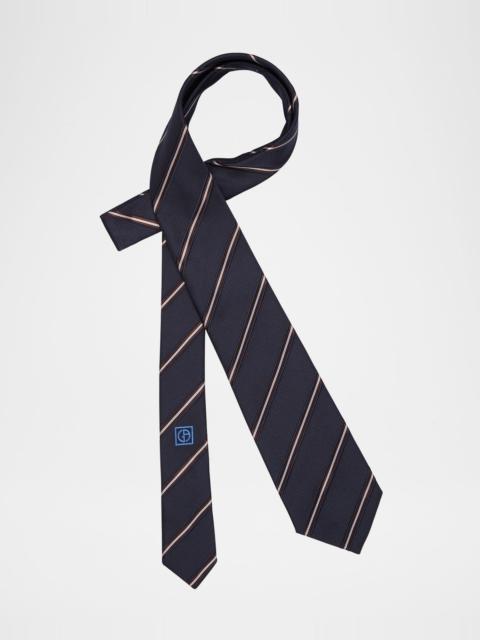 Men's Regimental Stripe Silk and Cotton Tie