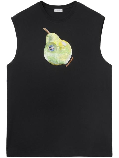 pear-print cotton tank top