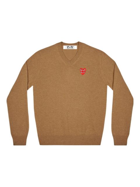 (WMNS) COMME des GARCONS PLAY V-Neck Pullover Red Emblem 'Brown' AZ-N073-051-3