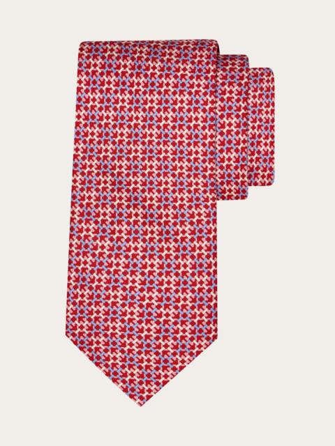 Gancini print silk tie