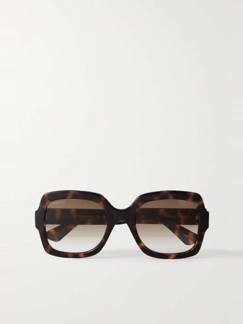 Oversized square-frame tortoiseshell acetate sunglasses