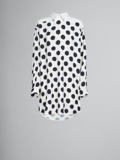 WHITE CADY DRESS WITH MAXI POLKA DOTS