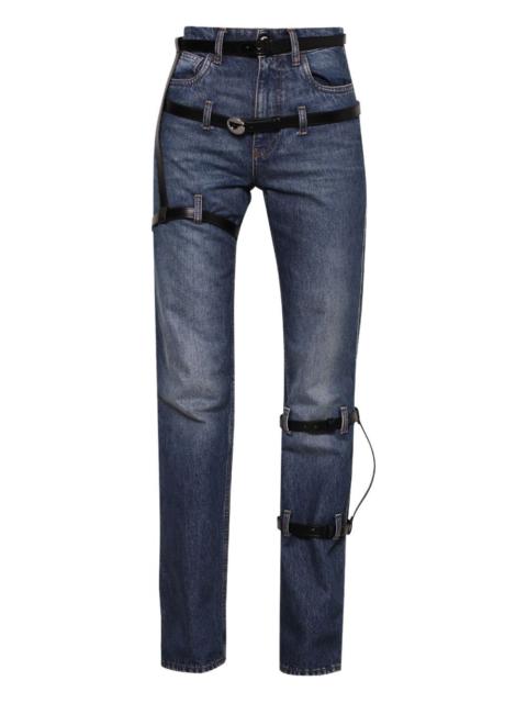 multi-belt five-pocket jeans