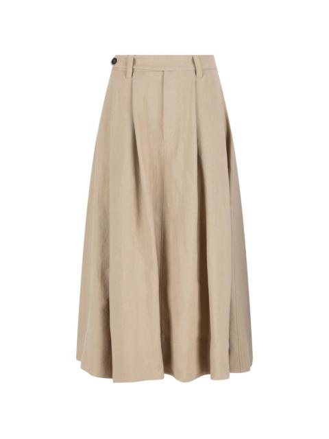 pleated midi skirt