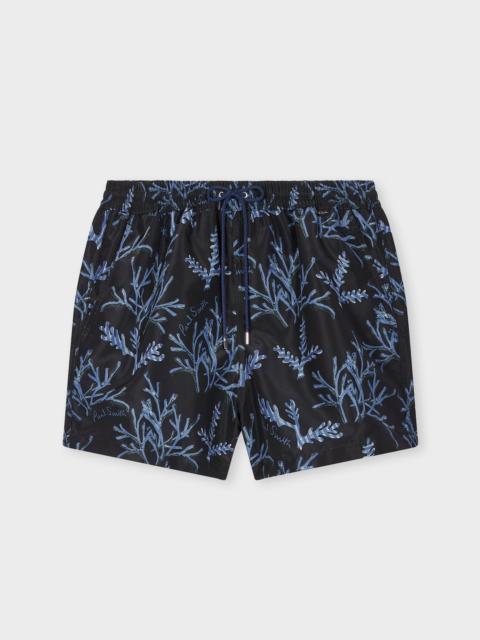Black 'Coral' Print Swim Shorts
