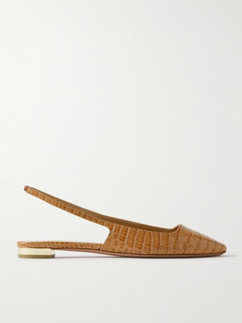 + Alex Rivière Croc-effect Leather Slingback Flats