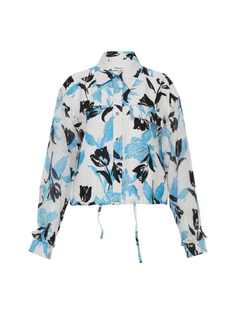 Joyful Tulip Cropped Shirt Jacket