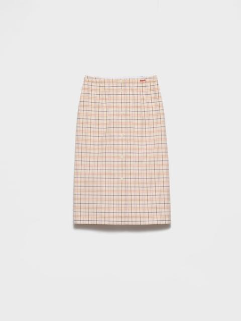 Checked cotton poplin pencil skirt