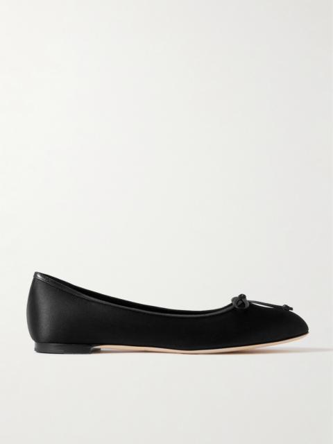 Verallim 10 Bow-detailed Leather-trimmed Satin Ballet Flats