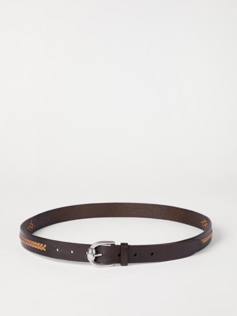 Leather braided pattern belt