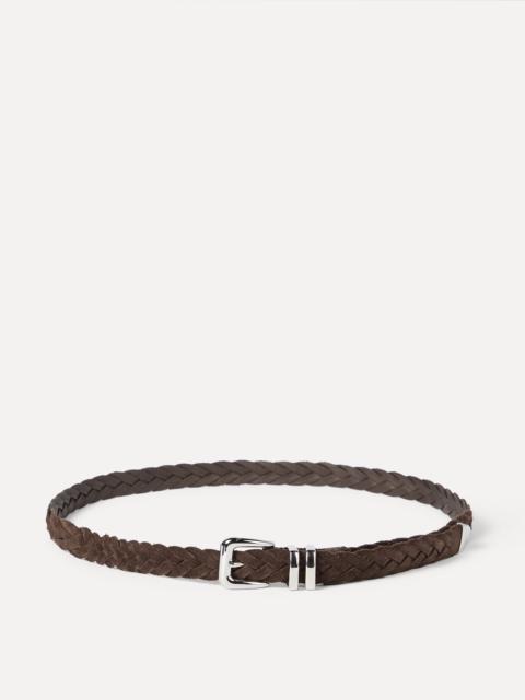 Reversed calfskin braided belt with tip