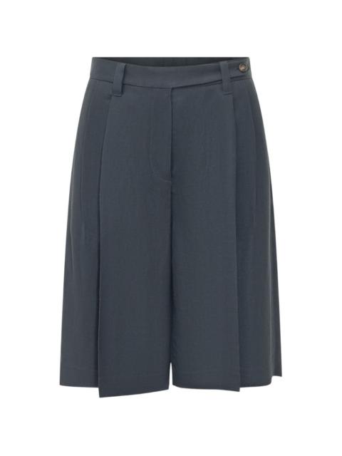 pleated-front knee-length shorts