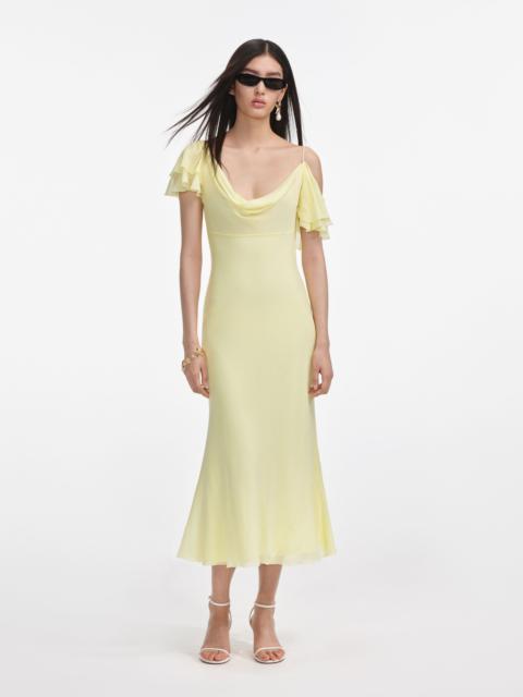 Yellow Georgette Frill Midi Dress