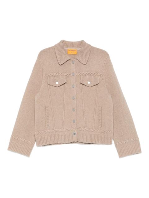 flap-pocket knitted jacket