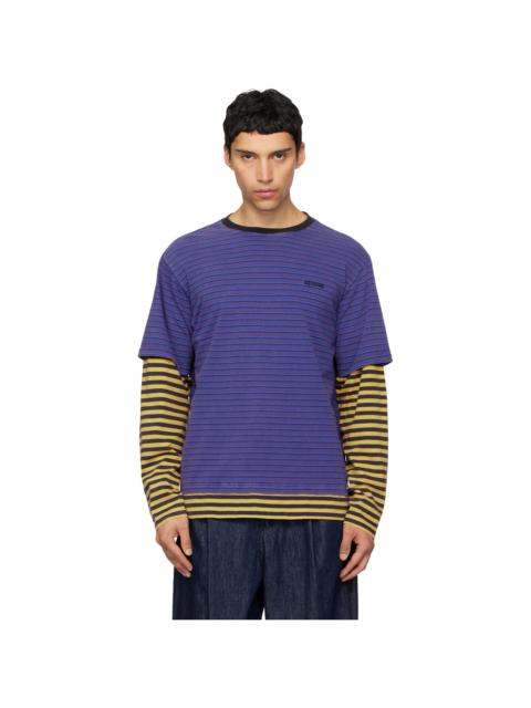 Blue & Yellow Layered Stripe Long-Sleeve T-shirt