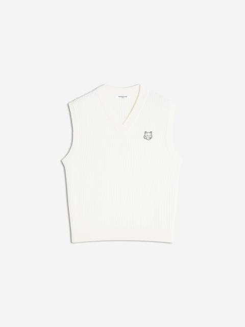 FOX HEAD WOOL RIBBED VEST
