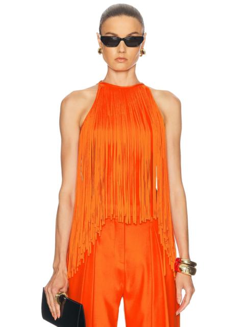 Fringe Neckline Halter Top