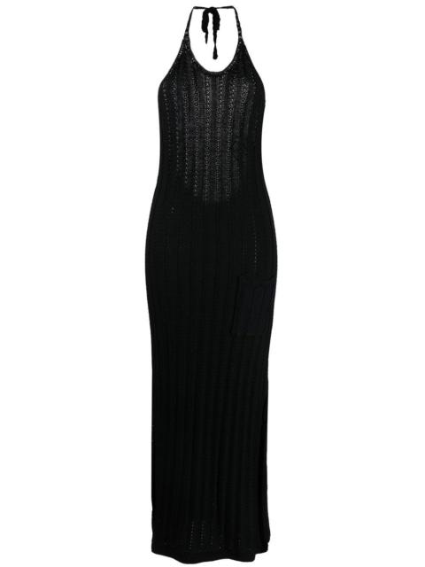 knitted halterneck midi dress