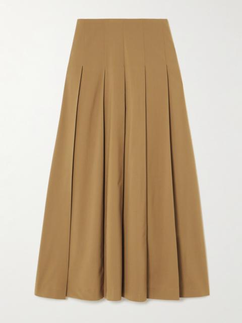 Pleated Wool-blend Twill Midi Skirt