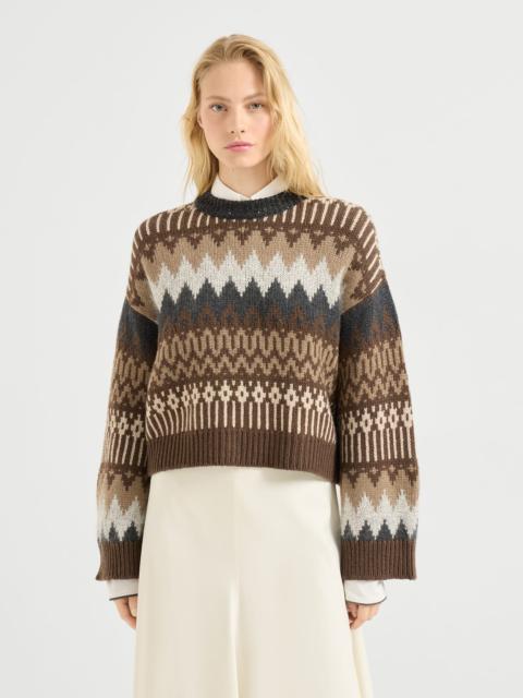 Dazzling mountain jacquard sweater in cashmere Feather yarn