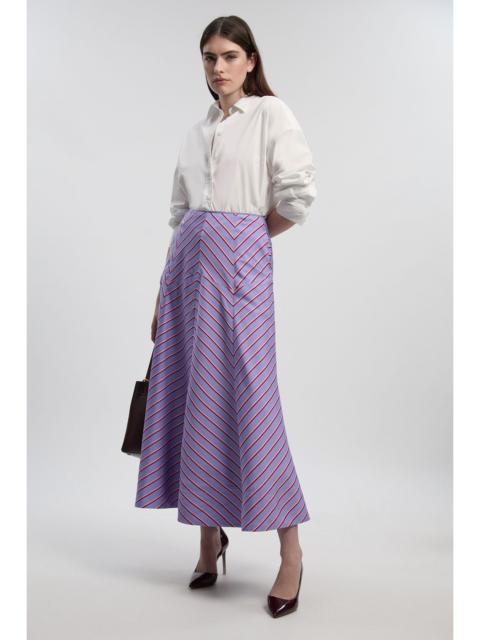 Cotton Stripe Full Midi Skirt