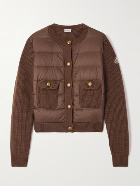 Archivio DNA ribbed wool and shell down cardigan Brown