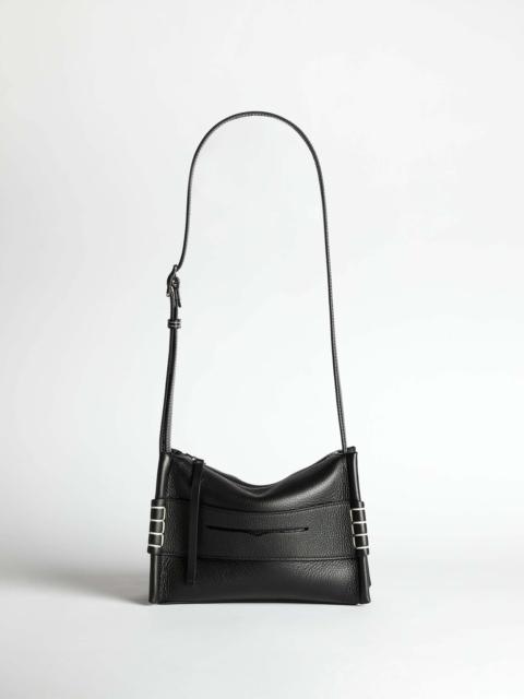SMALL MESSENGER LOAFER BAG IN BLACK LEATHER