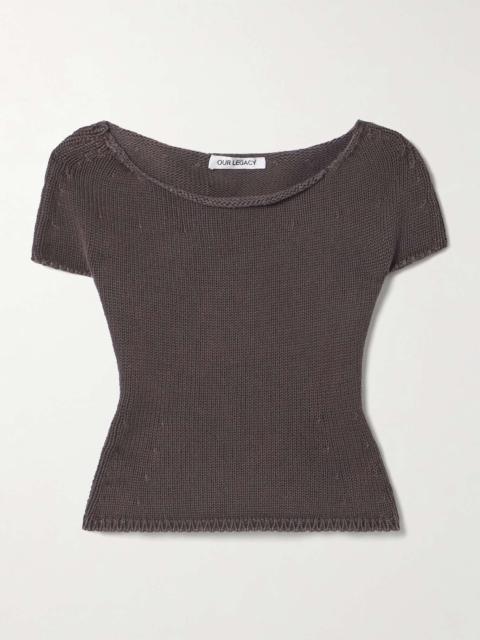 Sculpt knitted cotton T-shirt Brown