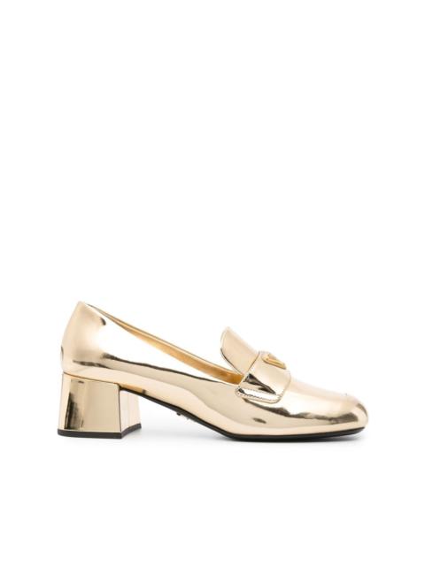 logo-plaque metallic loafers