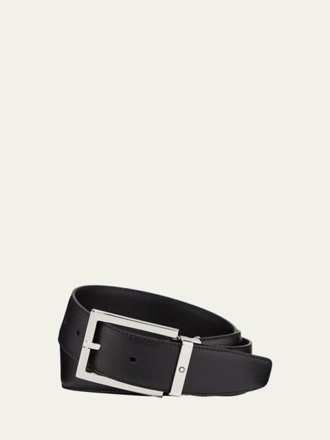 Men's Rectangle-Buckle Leather Belt
