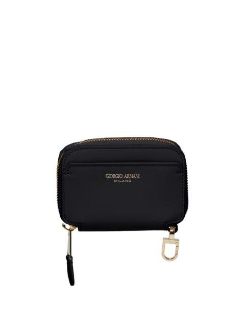 mini zip-around logo-plaque wallet